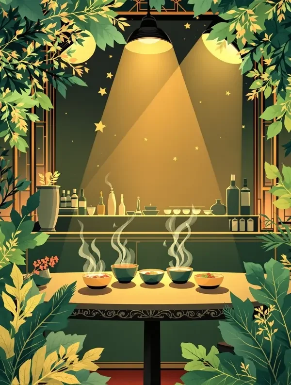 夜半食堂封面插画，治愈、美食、都市题材，作者苏木生